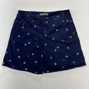 Eddie Bauer Shorts Women's 4 Navy Blue Star AOP Cotton 29x6.5 Stretch‎ Patriotic